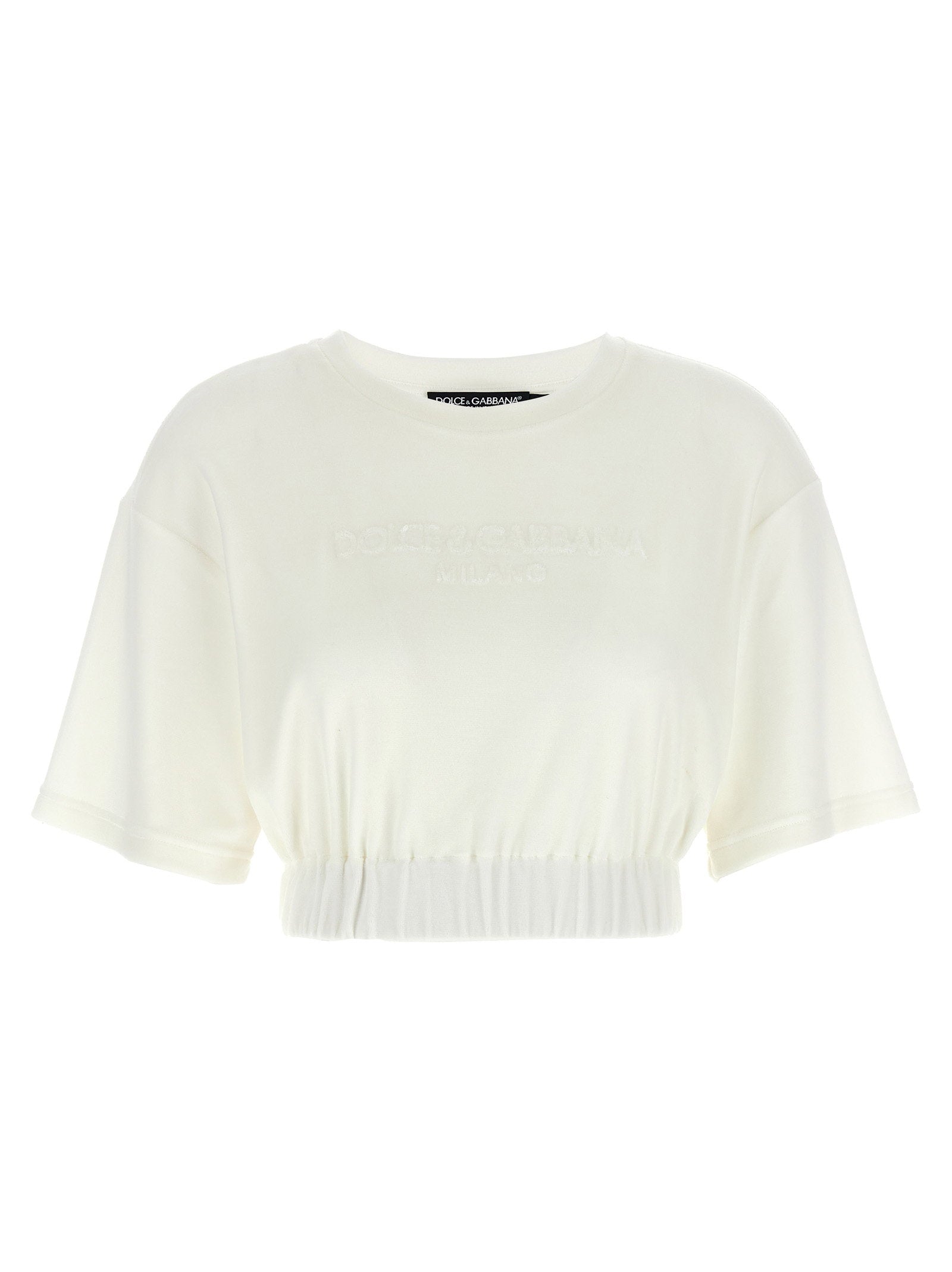Dolce & Gabbana Logo-Embossed Chenille T-shirt — White