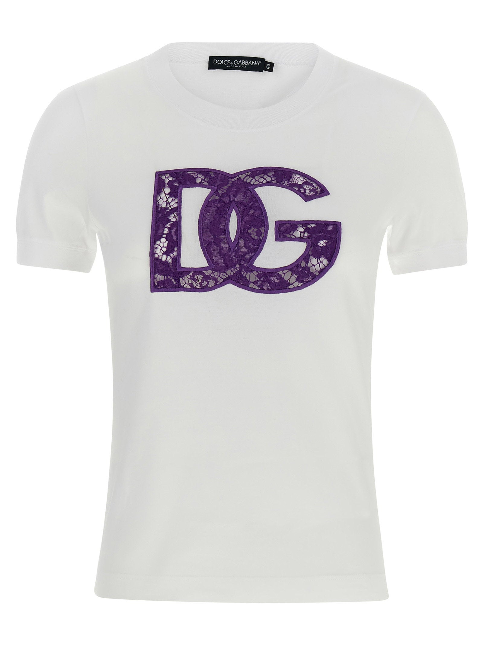 Dolce & Gabbana Lace Logo T-Shirt — White