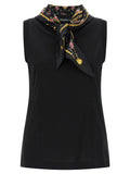 Dolce & Gabbana Silk Scarf-Trim Tank Top — Black