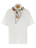 Dolce & Gabbana Logo-Embroidered with Silk Scarf T-shirt — White