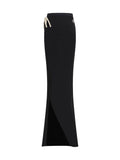 Moncler + Rick Owens Jersey Maxi with Side Slit Skirt — Black