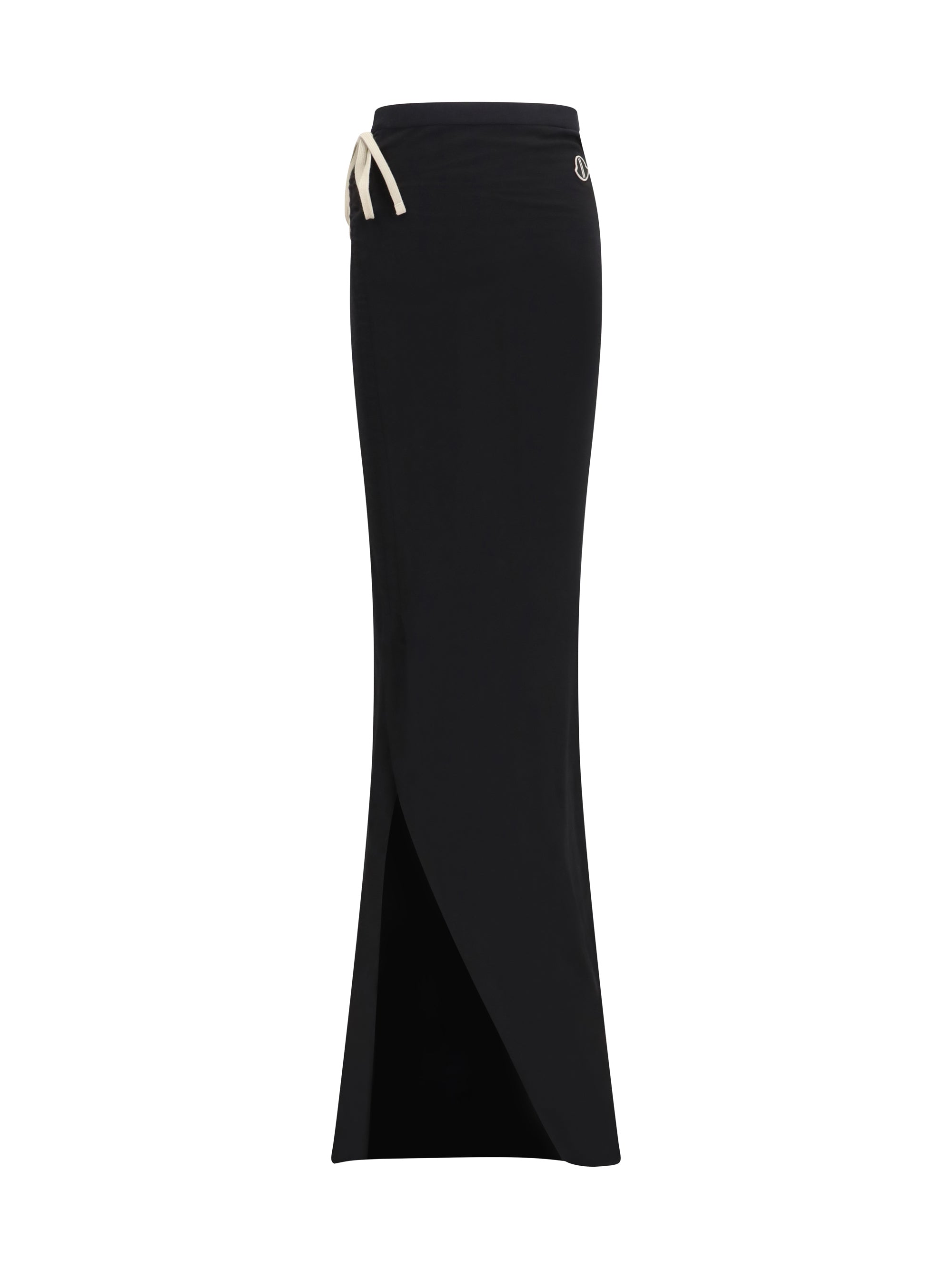Moncler + Rick Owens Jersey Maxi with Side Slit Skirt — Black