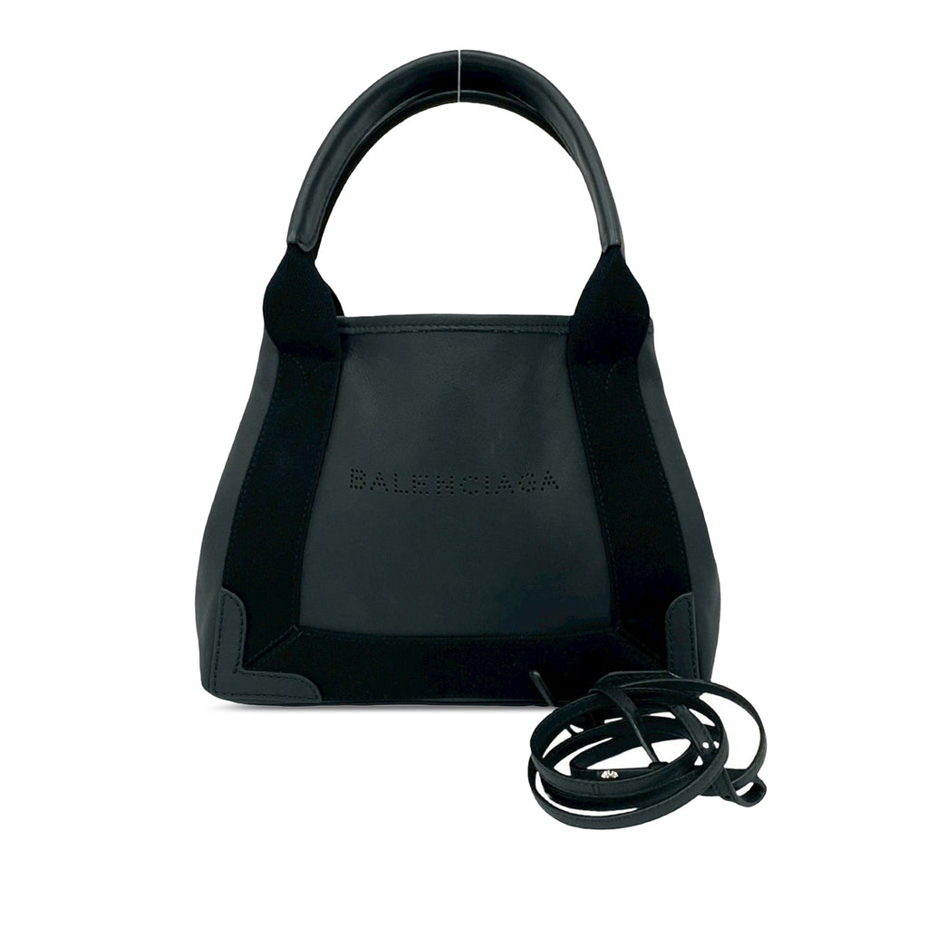 Calfskin Perforated Navy Cabas Tote XS