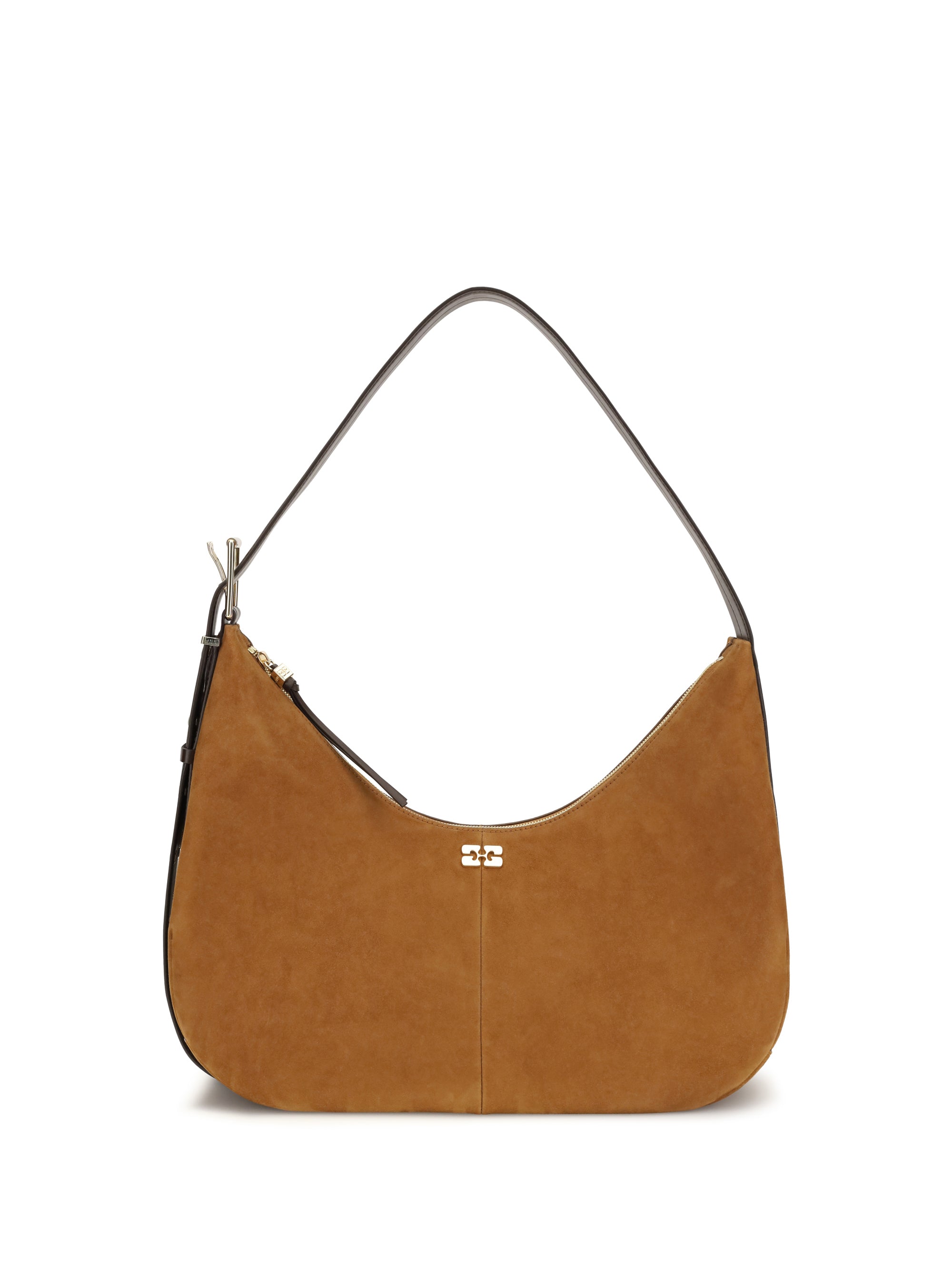 Ganni Vegan Suede Shoulder Bag — Brown