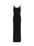 Saint Laurent Backless Knit with Cassandre Chain Dress — Black