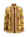 Versace Barocco-Print Silk Shirt — Burgundy