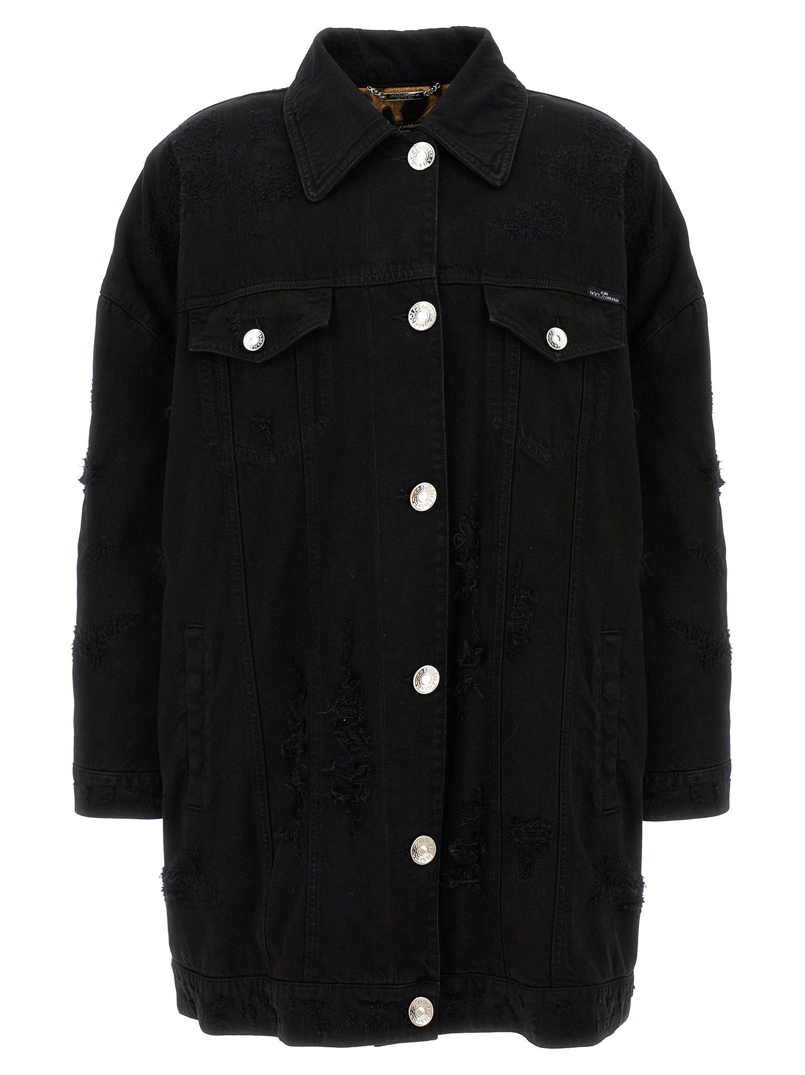 Dolce & Gabbana Used-Effect Denim Jacket — Black