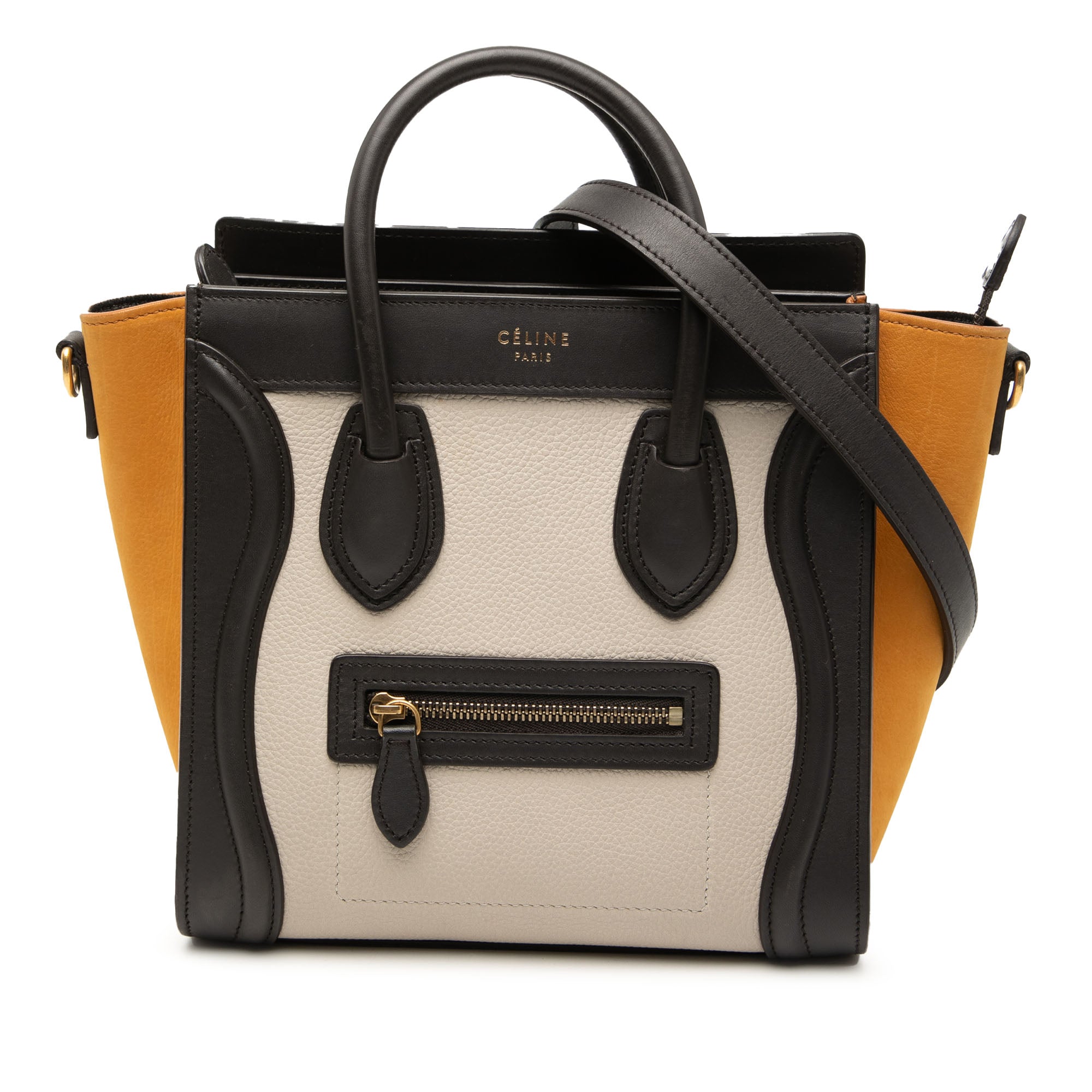Nano Tricolor Nubuck and Drummed Calfskin Luggage Tote