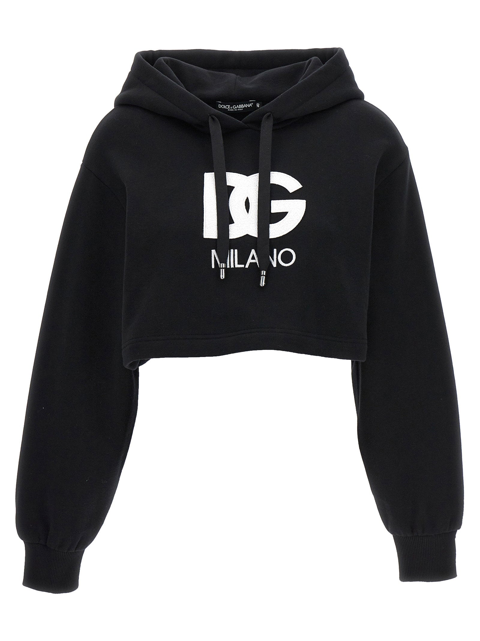 Dolce & Gabbana Logo-Embroidered Hoodie — Black