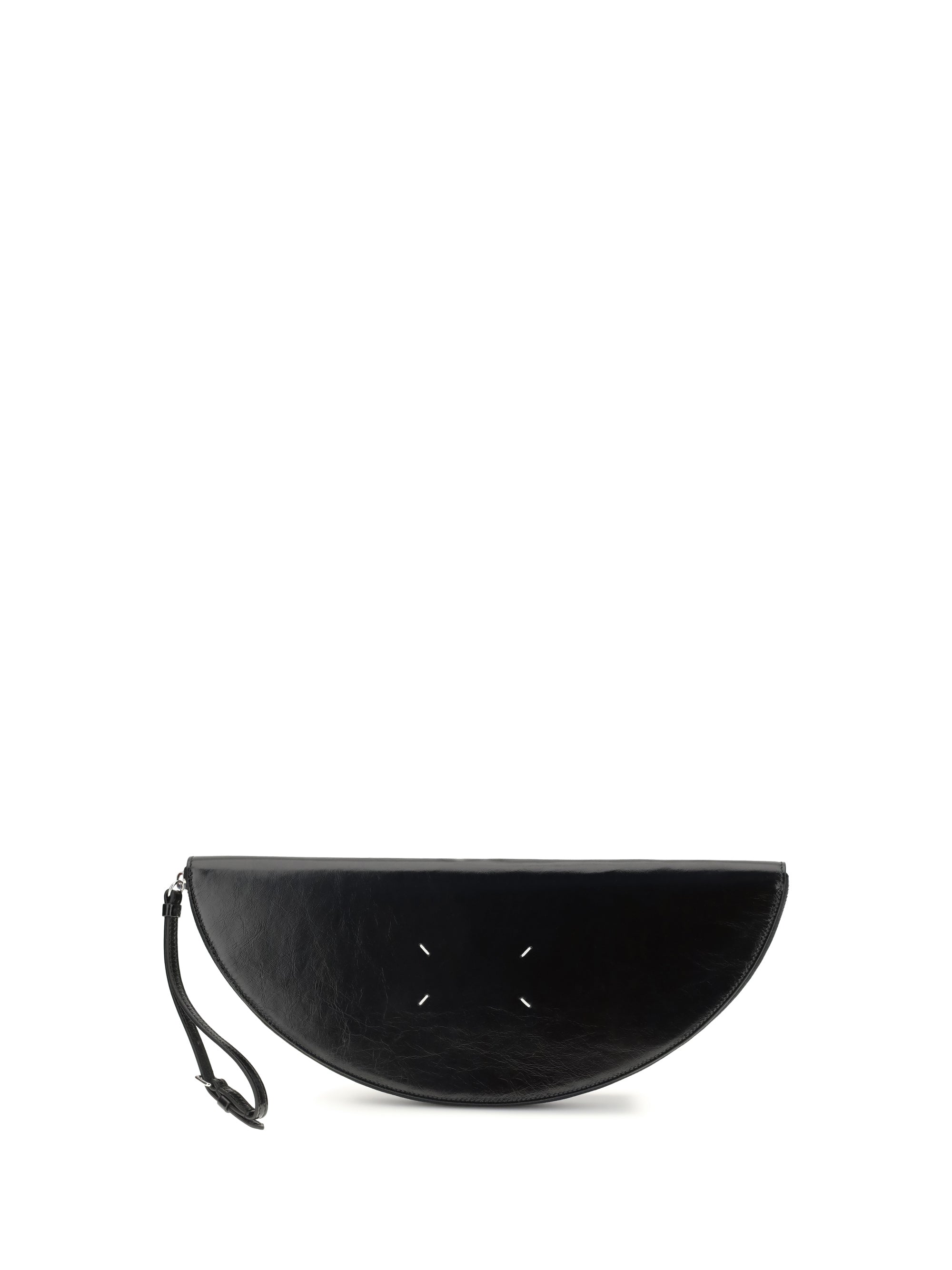 Maison Margiela Crinkled Leather Clutch — Black