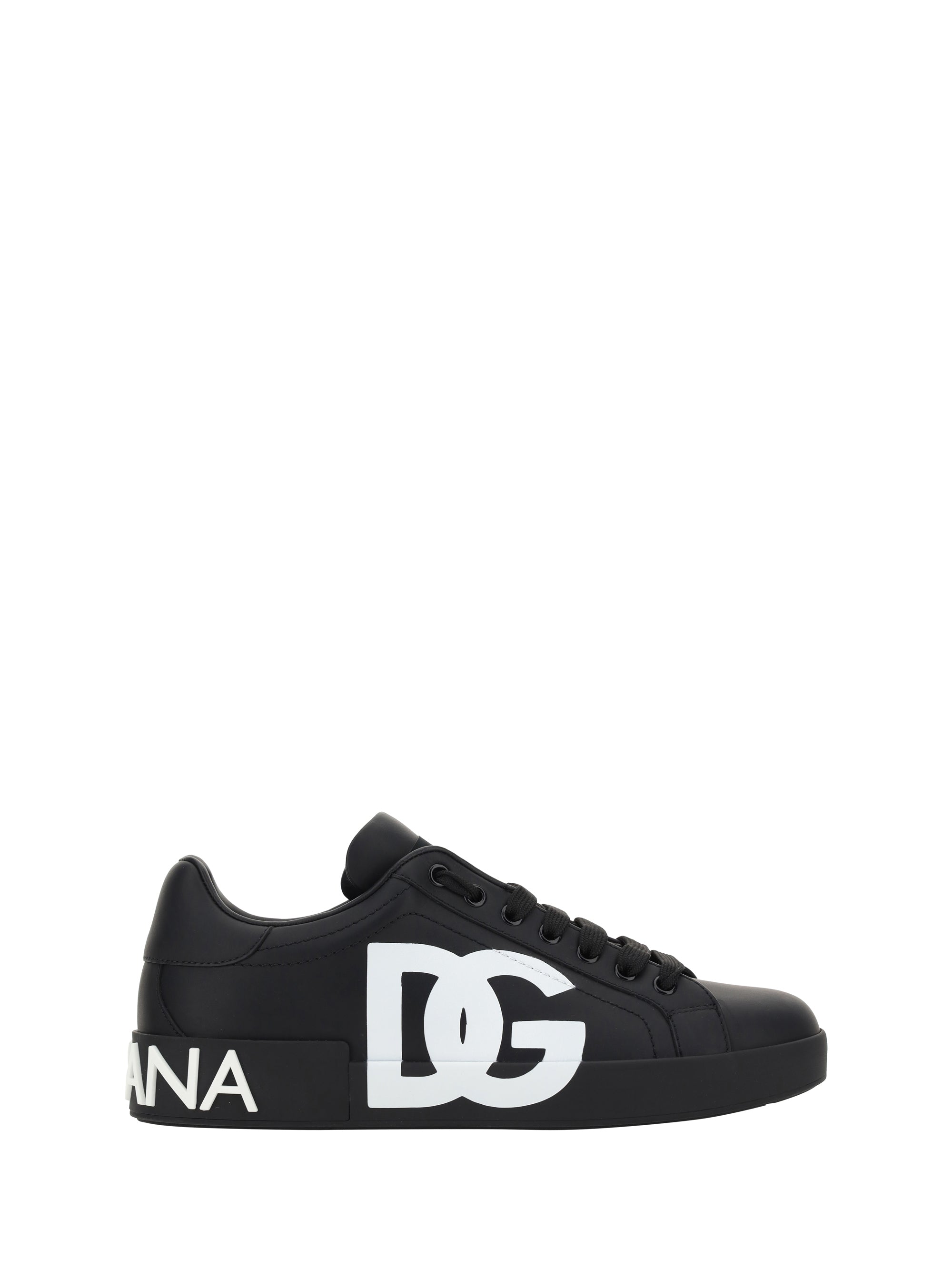 Dolce & Gabbana Logo-Embellished Leather Sneaker — Black
