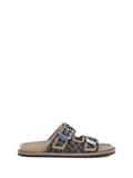 Fendi FF Logo Canvas Sandals — Multicolor