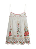 Farm Rio Floral-Embroidered Linen-Viscose Blouse — White