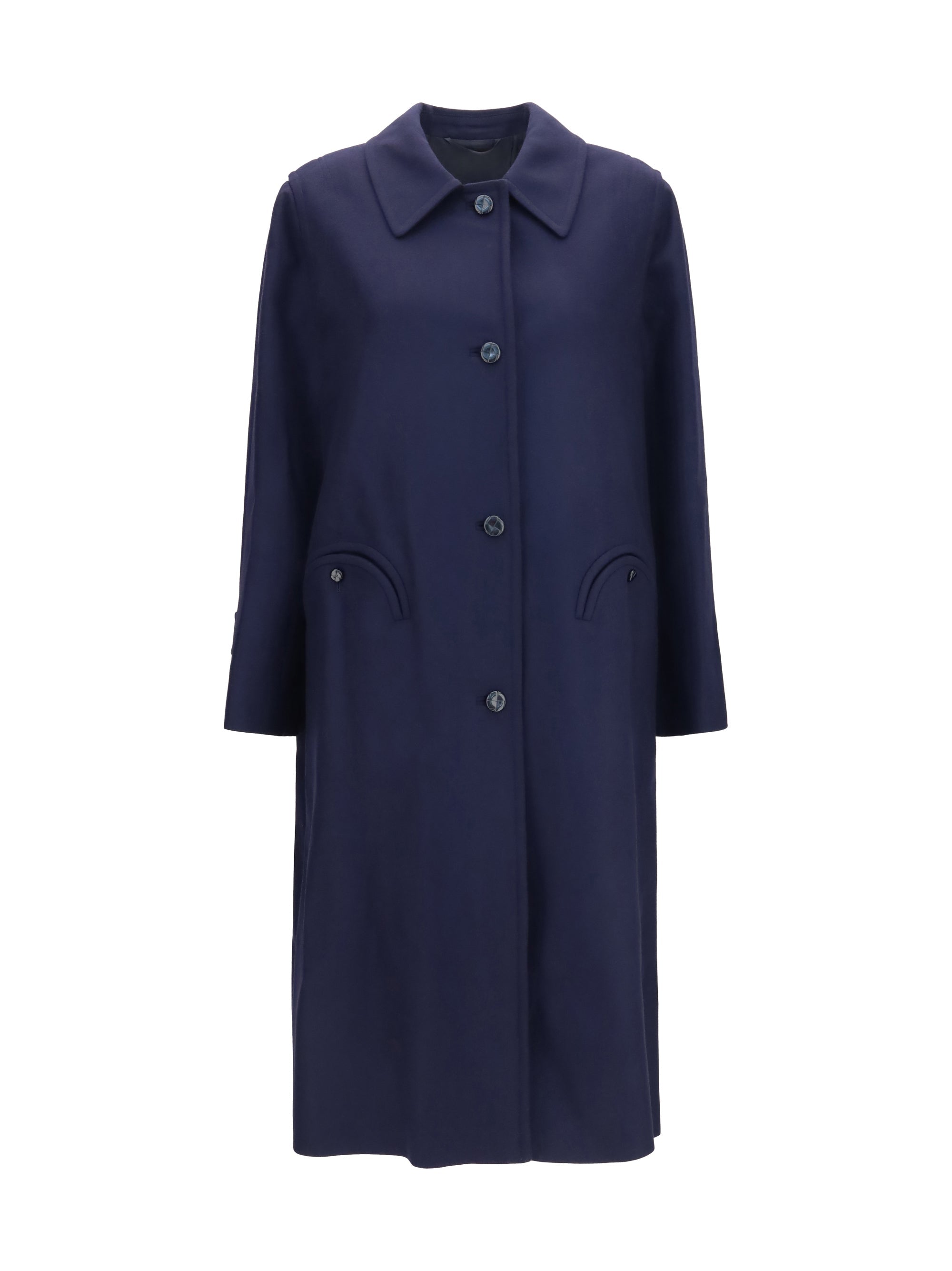 Blazè Milano Nitak Woolly Trench Coat — Navy