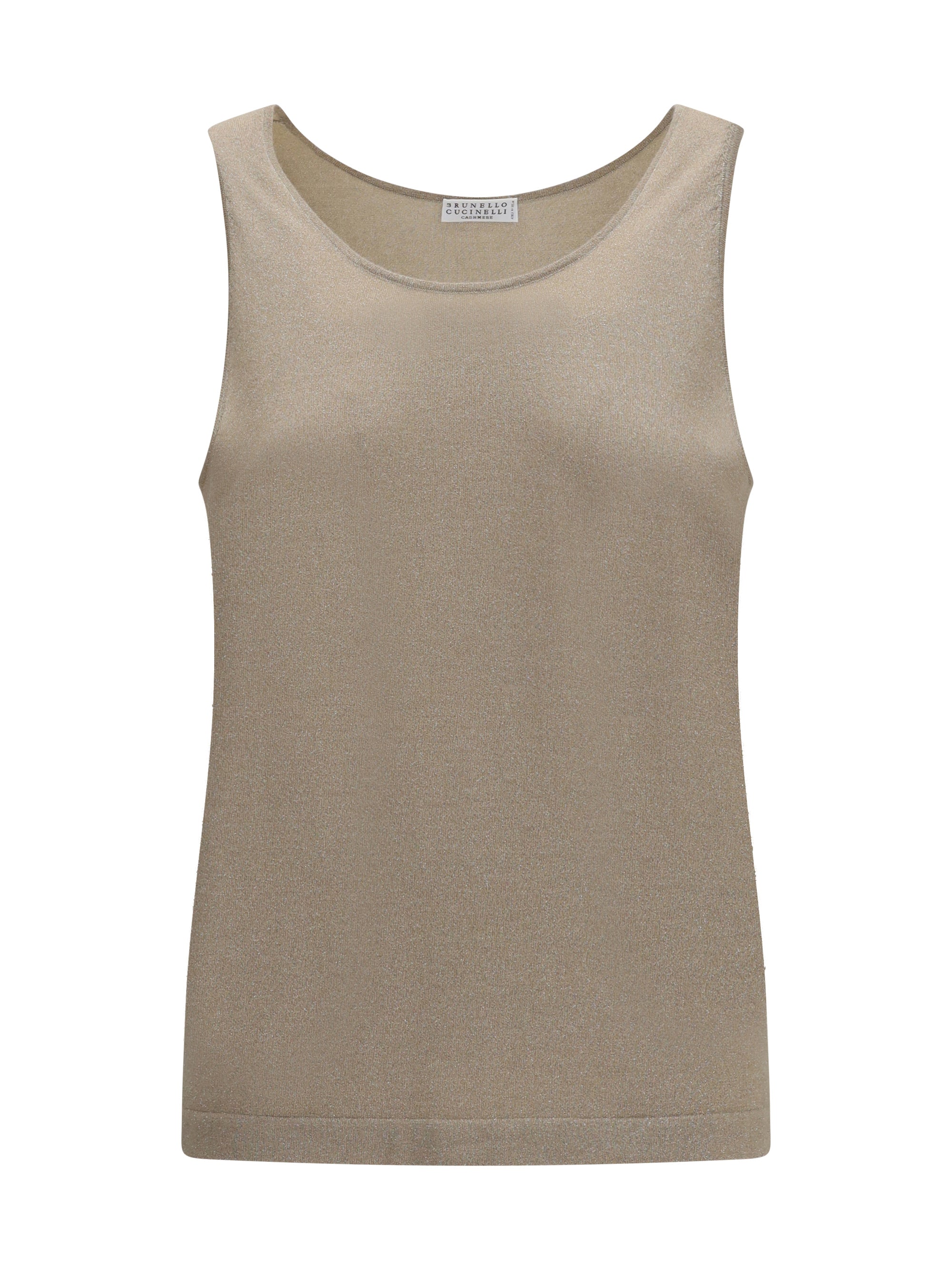 Brunello Cucinelli Luminous Knit Tank Top — Brown