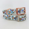 Bee Happy Dachshunds Blue Handmade Dog Collar