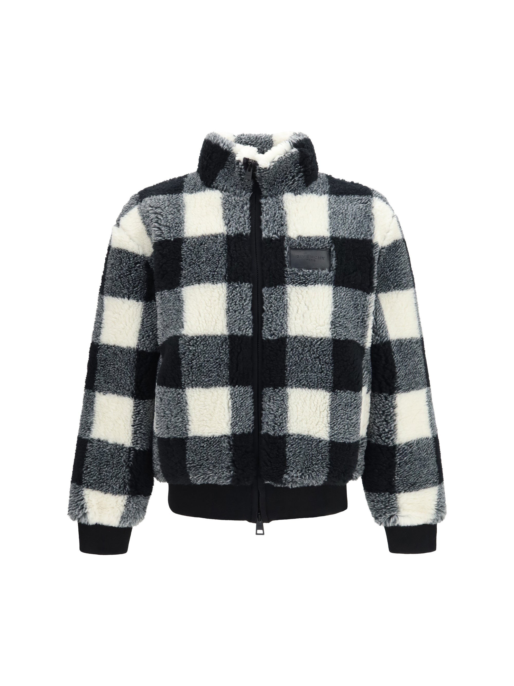 Givenchy Checked Wool-Blend Teddy Jacket — Black