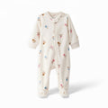 Pijama enterizo microfleece crema floral con pies 3D