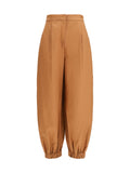 Fendi Cotton-Linen Balloon Trousers — Brown