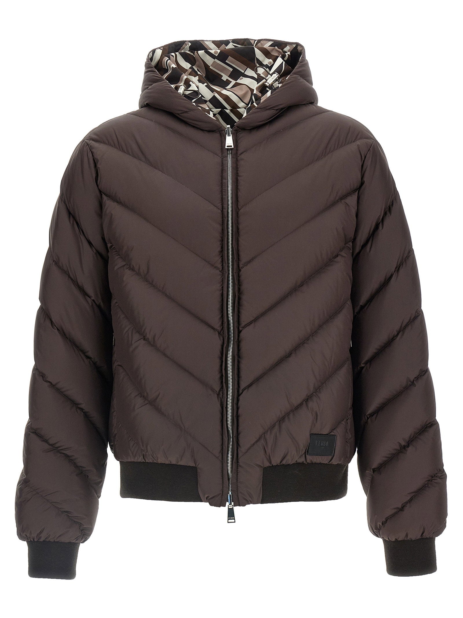 Fendi Reversible Quilted Nylon Down Jacket — Brown