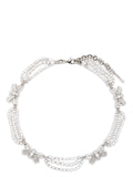 Alessandra Rich Bow and Crystal-Embellished Necklace — Silver