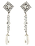 Alessandra Rich Crystal and Pearl Chandelier Earrings — Silver