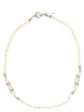 Alessandra Rich Pearl and Crystal Strand Necklace — White
