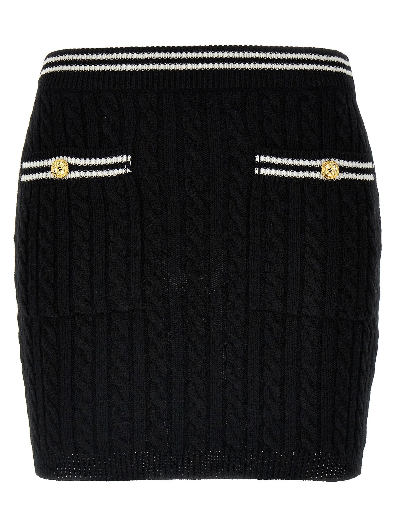 Alessandra Rich Braided Cotton Mini Skirt — Black