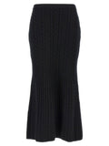 Alessandra Rich Cable-Knit Wool Skirt — Black