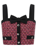 Alessandra Rich Sequin-Embroidered Tweed Bodysuit — Pink