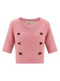 Alessandra Rich Carded Mohair Blend Sweater — Pink