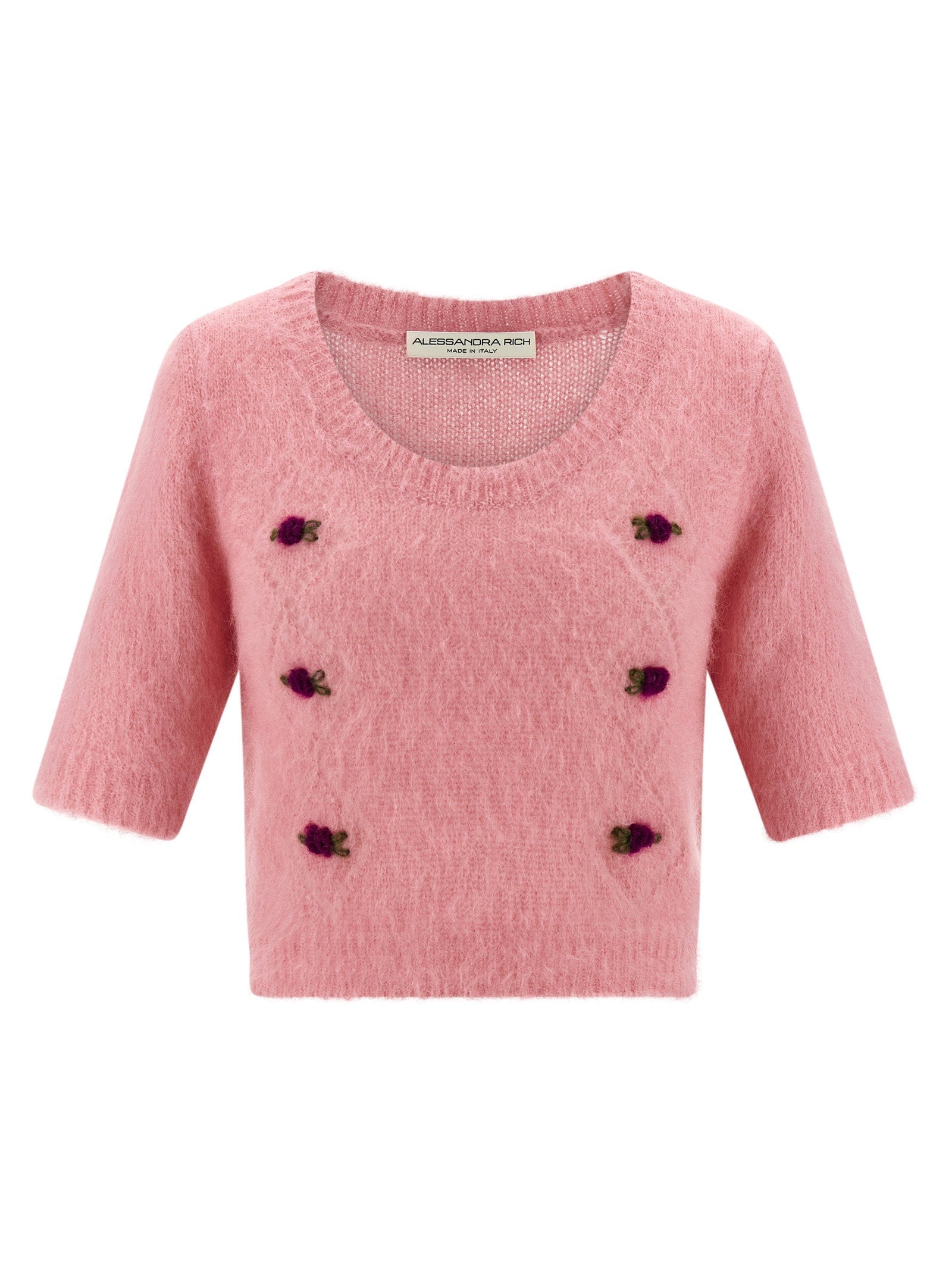 Alessandra Rich Carded Mohair Blend Sweater — Pink