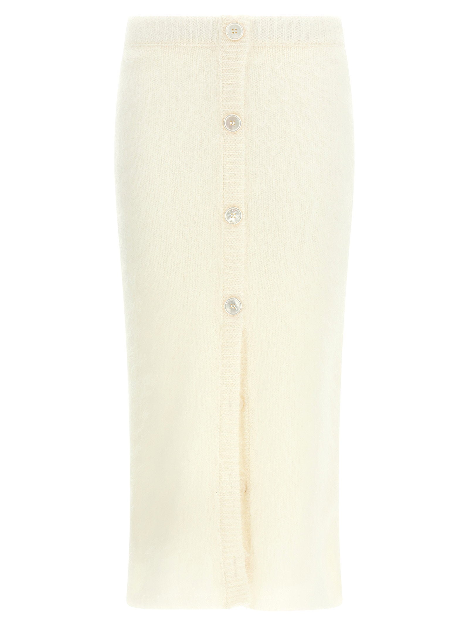 Alessandra Rich Carded Mohair Knit Skirt — Cream