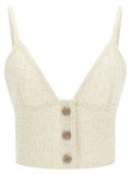 Alessandra Rich Micro-Sequin Knit Tank Top — Cream