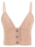 Alessandra Rich Sequin-Embellished Wool Blend Tank Top — Pink