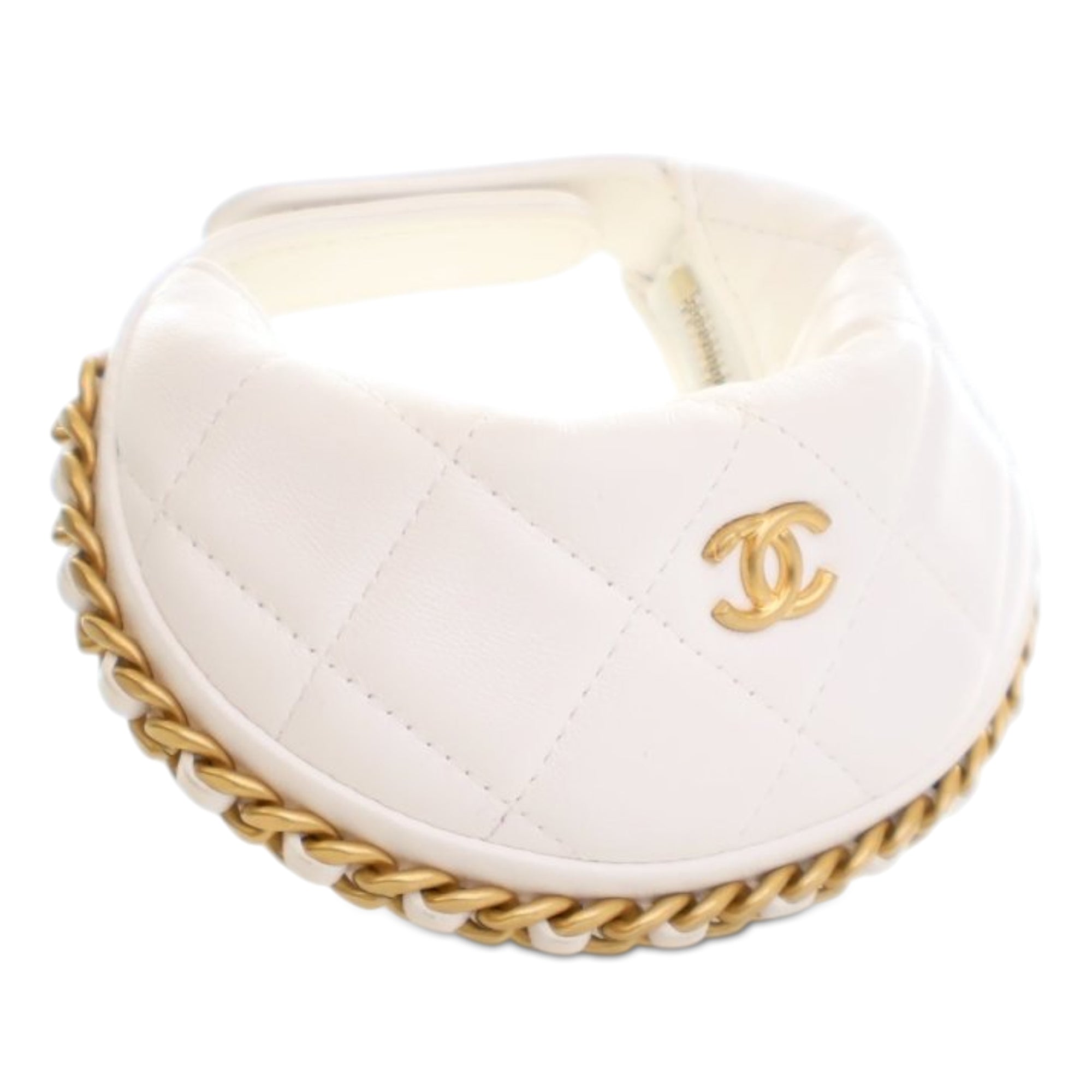 Mini Shiny Crumpled Quilted Lambskin Chain Around Pouch