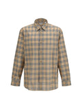 Burberry Check All-Over Cotton Shirt — Beige