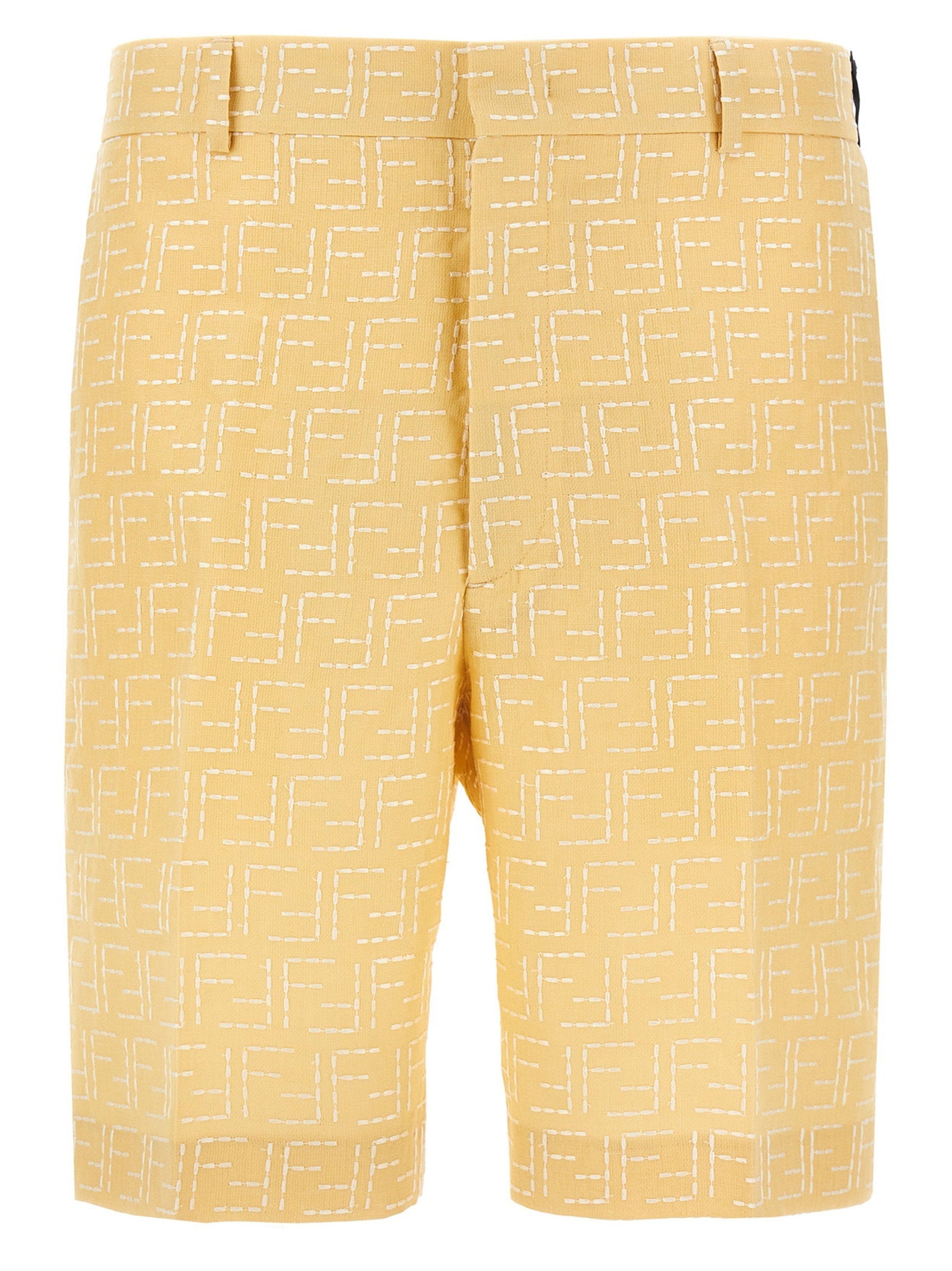 Fendi FF Jacquard Linen Bermudas — Gold