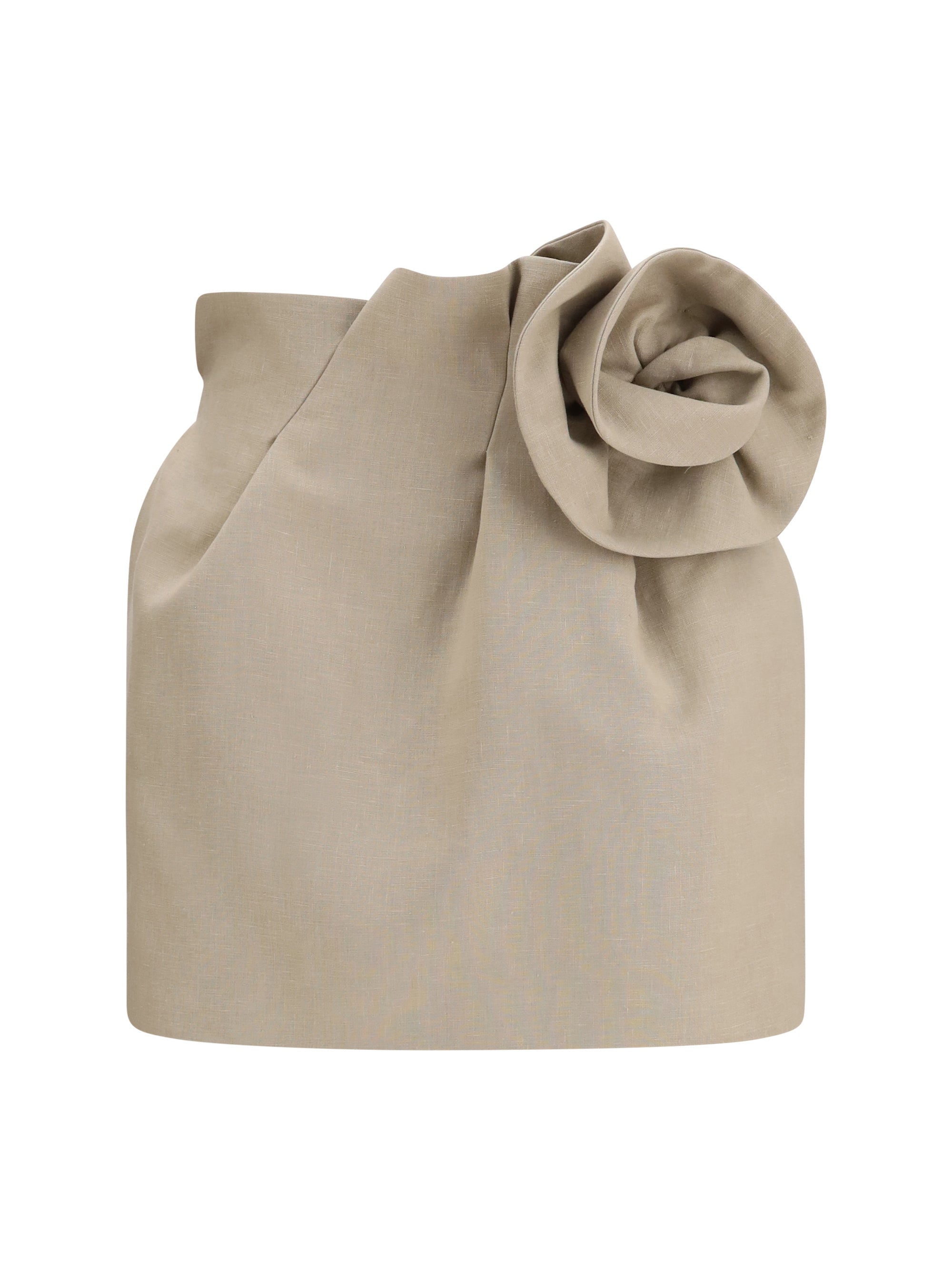Magda Butrym Ruffled Linen Mini Skirt — Beige