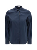 Brunello Cucinelli Jewel-Embellished Shirt — Navy