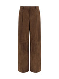 Arma Goat Suede Trousers — Brown