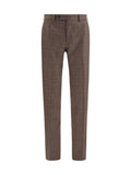 Germano Tone-on-Tone Checked Wool Trousers — Brown