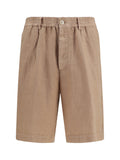 Brunello Cucinelli Lightweight Délavé Linen Bermuda — Camel