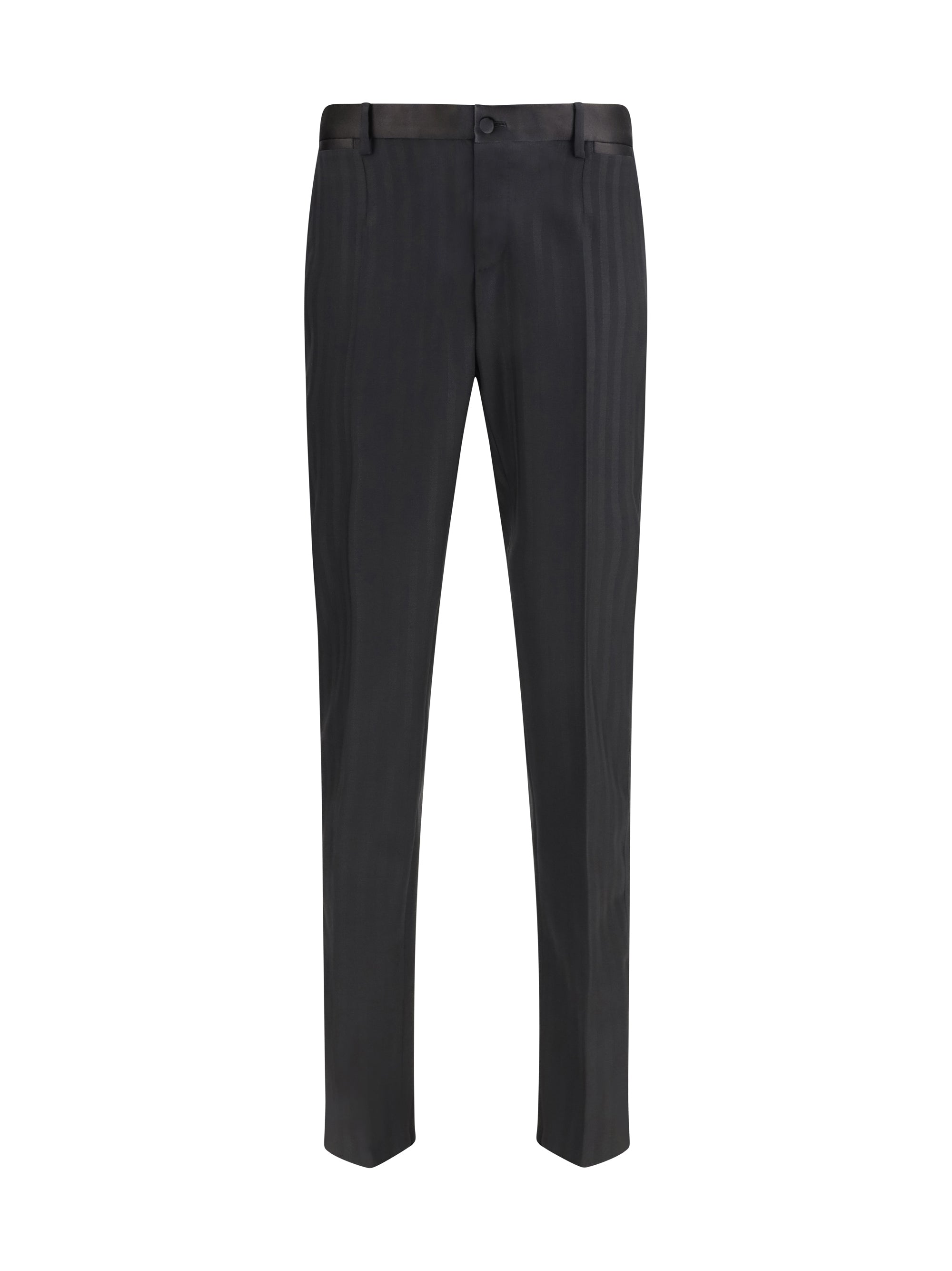 Dolce & Gabbana Striped Wool Trousers — Black