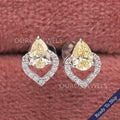 Yellow Pear Cut Halo Stud Earrings