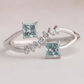 Green Princess Shape Lab Diamond  Dainty Ring