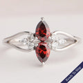 Fancy Red Pear Cluster Diamond Dainty Ring