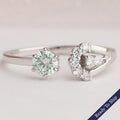 Green Round Diamond Open Cuff Dainty Ring