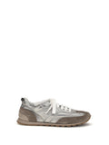 Brunello Cucinelli Suede & Leather Two-Tone Sneakers — Gray