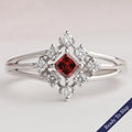 Red Princess Diamond  Dainty  Ring